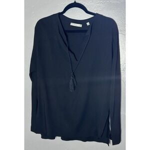 Women's Vince Tassel Blouse Size S Viscose Wool Blend Long Sleeve Boho Festival